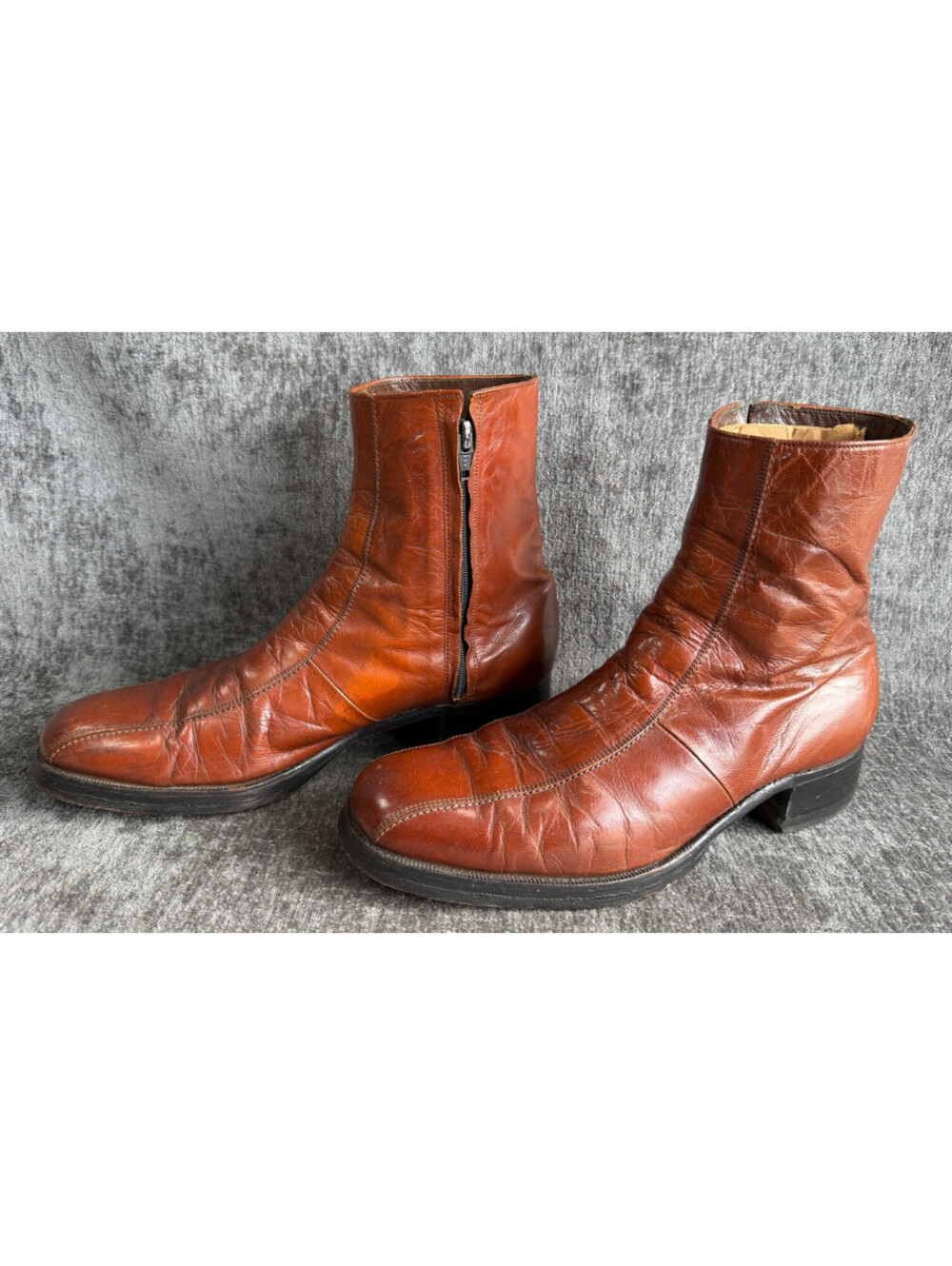 Vintage Florsheim Imperial 93164 Men's Side Zip Boots Size 10 C Brown Leather